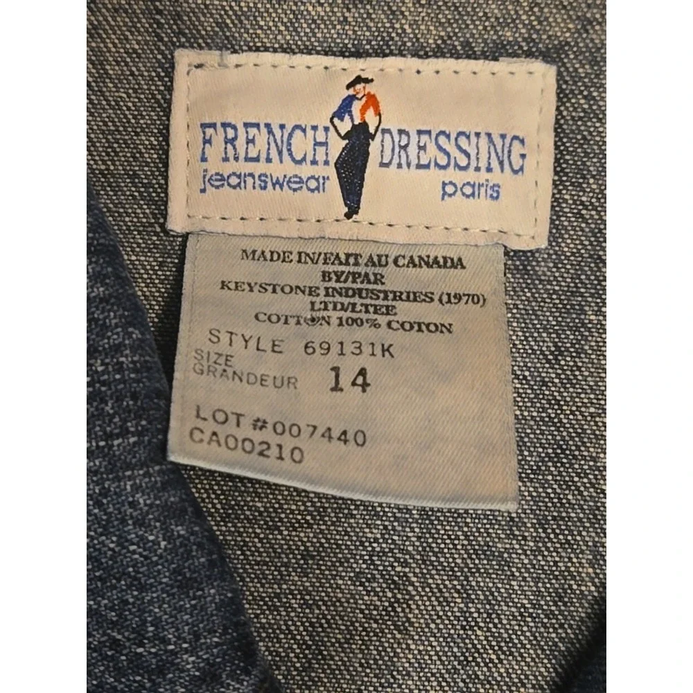 Vtg French Dressing FDJ Denim Jacket Womens 14 Paris Keystone Made In Canada 90s